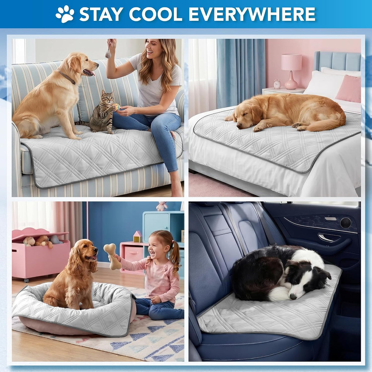 PetAmi Waterproof Dog Cooling Mat Pet Pad for Crate Couch Bed - Light Grey / X-Large (60x80) - image 4