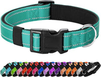 Reflective Dog Collar, Adjustable Nylon for Medium Dogs - Teal / S:width 5/8"neck 10.5-16"