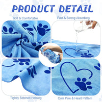 Fanfanwin 4 Pcs Dog Bath Towels Microfiber Drying Dog Towel Absorbent - Blue - image 3