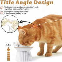 Ceramic Raised Cat Bowl，Tilted Raised Cat Bowl Anti Vomit Cat Bowls - White - image 2