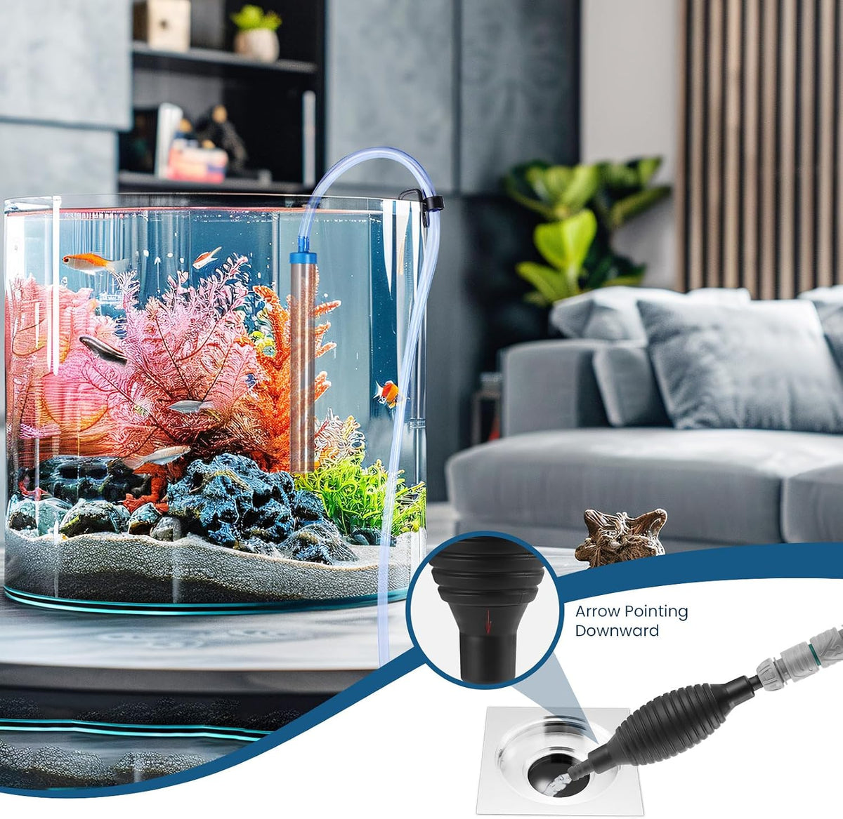 Fish Tank Vacuum Gravel Cleaner Gravel Vacuum for Aquarium 30 Feet – Essentials for Fish - 30FT - image 2