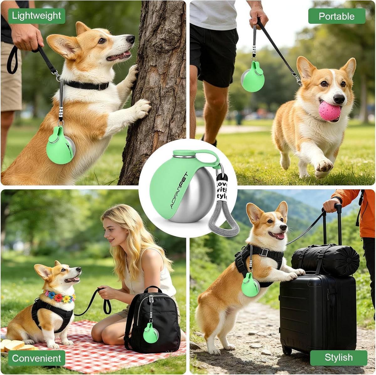 Portable Dog Water Bottle - Mint Green - image 4