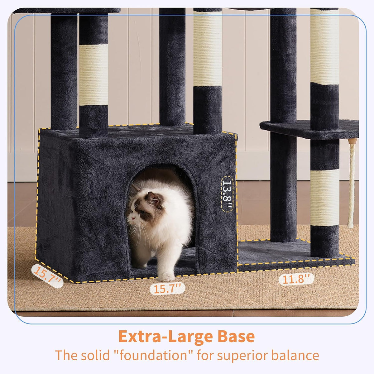 Heybly Heavy Duty Cat Tree with Large Base for Large Indoor Cats - Smoky Gray / L - image 4