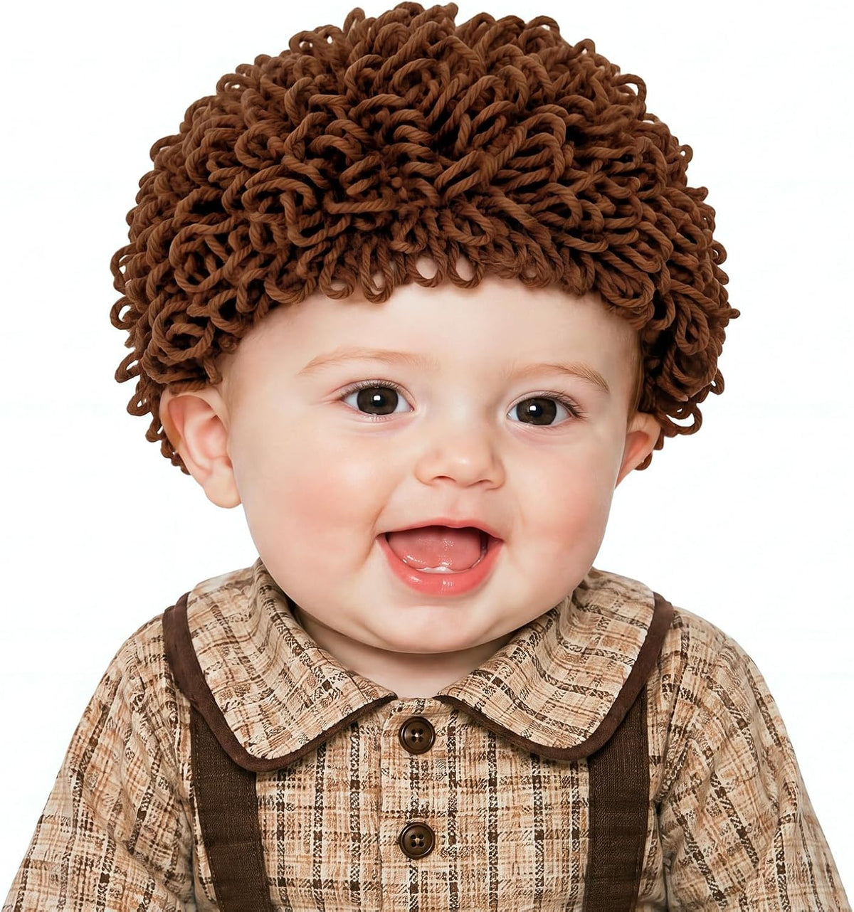 Halloween Cabbage Costume Yarn Wig - Brown 6 / Curly Crop