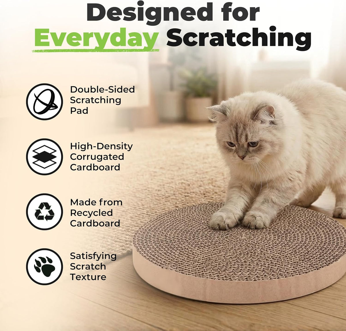 Catify Spin n' Scratch Cat Scratch Pad Refill, Round - Round (5 Pack) - image 3
