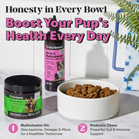 Dog Multivitamin Supplement with Salmon Oil for Dogs - Allergy Itch Relief, Digestion, Skin & Coat Health, Liquid Supplement - Dog Food Topper Bone Broth with Prebiotics (12 oz)