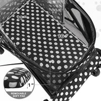 MoNiBloom 4 Wheels Pet Stroller, Easy-Fold Umbrella Shaped Dog Cat Jogger Stroller w/Storage Bag & Visible Mesh for Small/Medium Dogs Cats Black Polka Dots