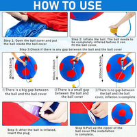 40inch Giant Herding Ball with Ball Cover Anti Burst Please Watch VCR for How to Inflation Horse Toys for Horses Stall Entertainment Play, Pump Included(Colorful,Classic)