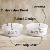 Ceramic Dog Bowl Set of 2 with Anti-Skid Base, 5.5"W x 2"H - Small 5.5" / Gray - image 2
