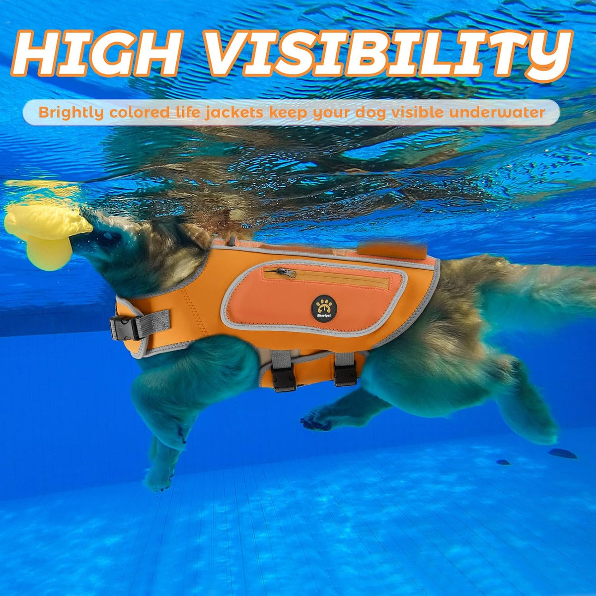 Dog Life Vests for Boating and Swimming, Dog Life Jacket – Essentials for Dogs - Orange / Medium - image 3