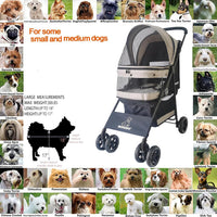 ROODO 4 Wheel Dog Cat Pet Stroller Best Lightweight Foldable Compact - Light khaki - image 4