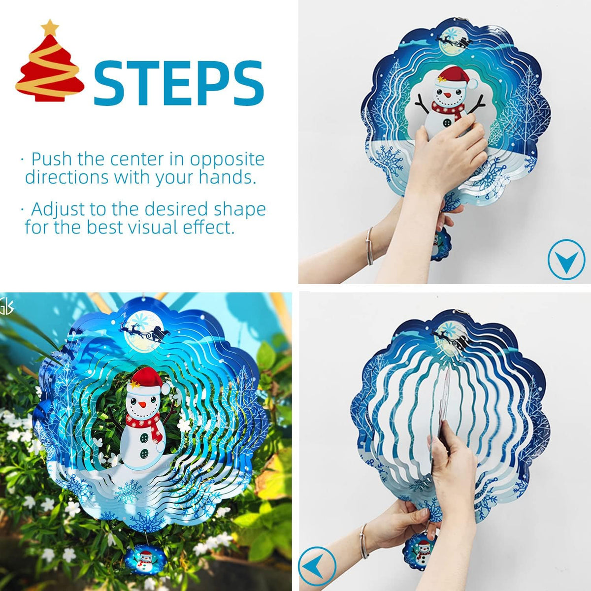 FANTAART Christmas wind spinner, 12 inch stainless steel snowman yard sculpture - view 20