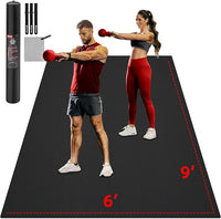 Extra Large Exercise Mat, 10'x6'/9'x6'/8'x6'/7'x5'/6'x4' (8mm/10mm) Thick Workout Mat for Home Gym Flooring, Garage, Shoe-Friendly, High-Density, MMA, HIIT, Weight Lifting, Cardio&Strength