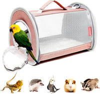 Guinea Pig Carrier Travel Small Animal Carrier Bag Lizard Bird Rabbit - 10.6"L x 7.0"W x 5.9"H / pink