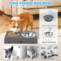 URPOWER Raised Dog Bowls 4 Height Adjustable Elevated Bowl Stand – Essentials for Dogs - Dark Grey - image 4