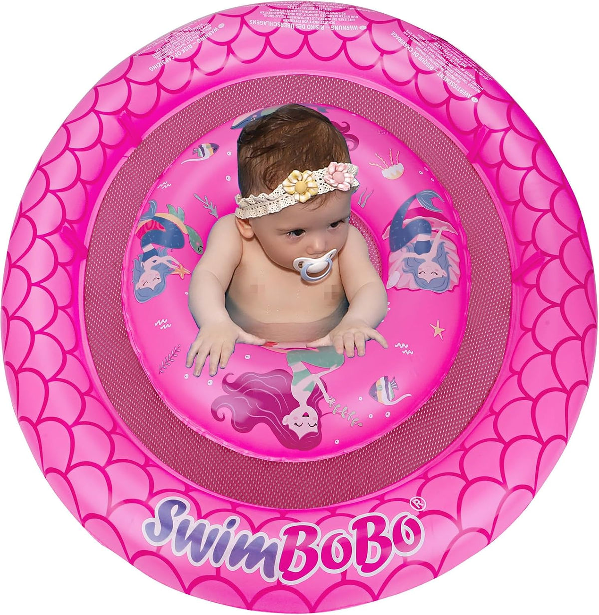 Inflatable Baby Swimming Float with Safety Seat Fun Swimming Pool - Red Mermaids - image 3