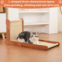Cat Scratching Post for Indoor Cats, Solid Wood Frame Natural Sisal L Shape Cat Scratch Pad, Vertical Cat Scratcher,Cat Scratching Board Cat Scratch Post,Perfect Cat Furniture