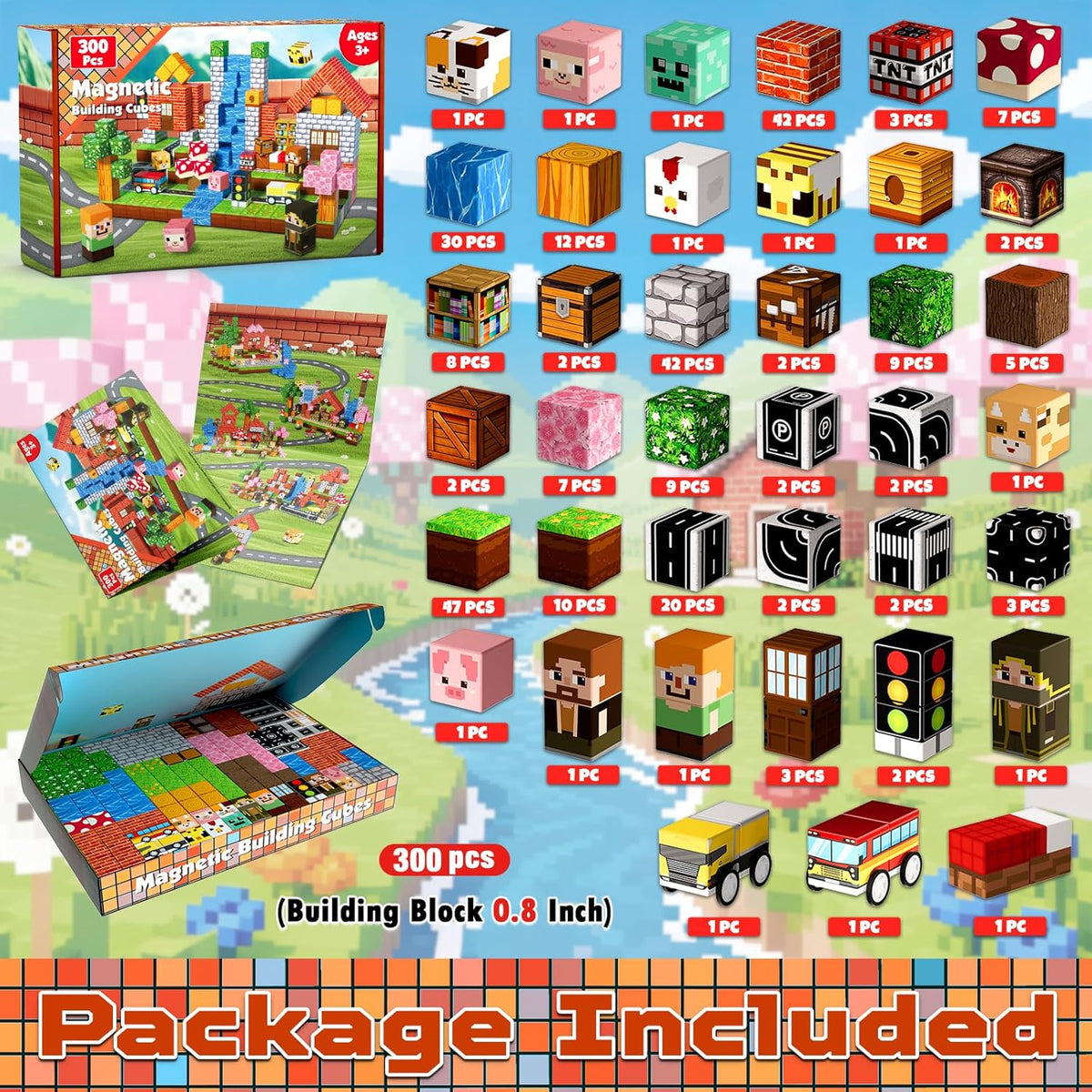 Magneverse Magnetic Blocks, Magnet Building Cubes for Boys Girls - Forest / 300 pcs - image 2