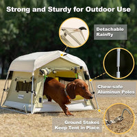 Dog Tent Cotton Fabric, Aluminum Poles and Camping Mat, Outdoor Weatherproof, Dog House Outdoor, Breathable with 2 Side Windows, Portable and Collapsible (Green, Small)