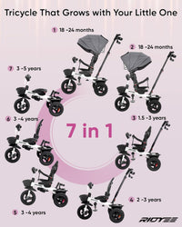 RIDYEE 7-in-1 toddler tricycle with push handle, canopy and rubber tires - view 11