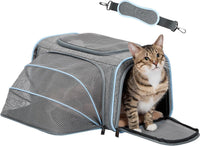 Petsfit Medium Expandable Cat Carrier for Air Travel - 16.0"L x 10.0"W x 9.0"H / Light Gray