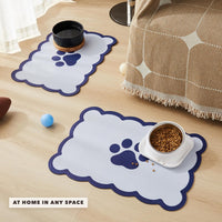 Scalloped Dog Feeding Mat, Beige White, 14" X 19” – Essentials for Dogs - Navy / 19"L x 14"W - image 2