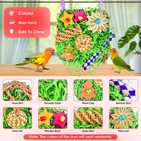 KATUMO Bird Toys, Grass Mat Shredding Hanging Toy for Budgie Parakeet – Essentials for Birds - Green decor - image 3
