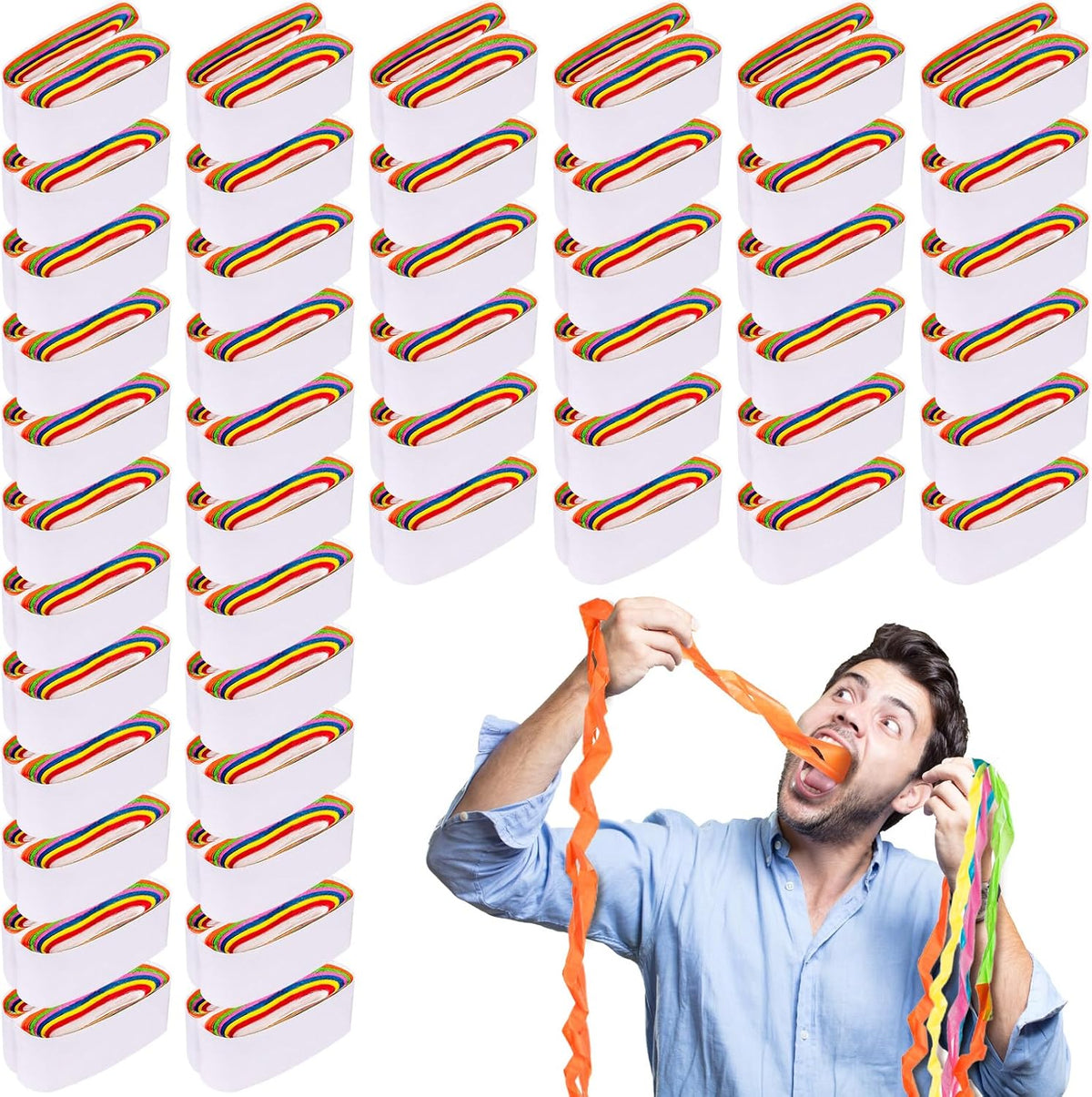 Wettarn 24 pack mouth coils magic trick props in colored paper rolls - view 2
