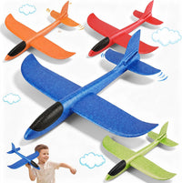 VCOSTORE 2 Pack Foam Airplanes for Kids - Solid Color (Large)