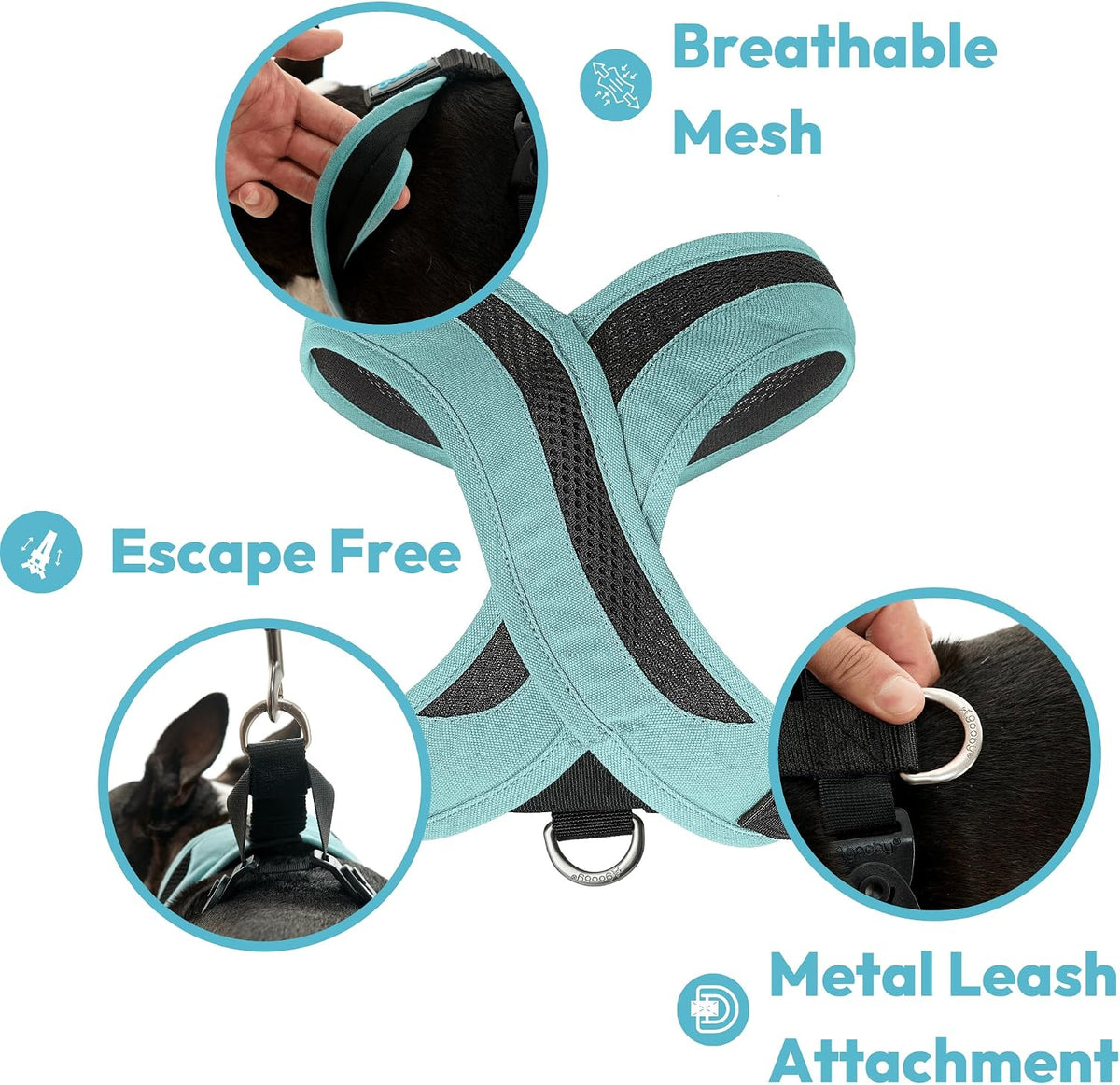 Gooby Comfort X One Dog Harness, Choke-Free - Small Chest (13.75-17") / Black - image 3