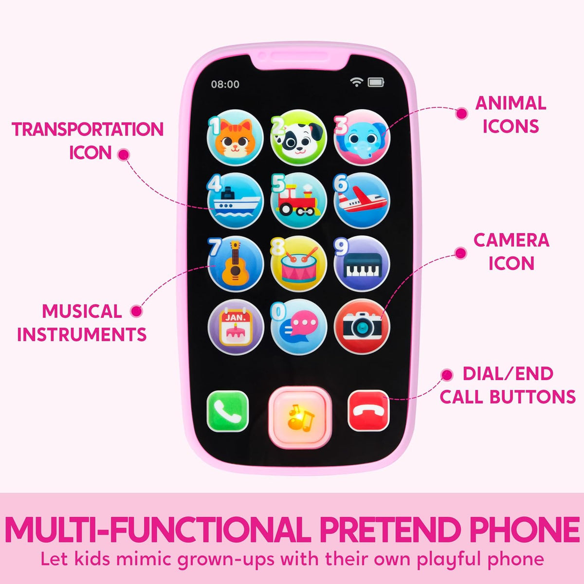 JOYIN Kids Learning Phone and Remote Toy - Pink Phone and Remote Toy with Bird - image 4
