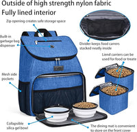 BAGLHER丨Dog Travel Bag, Airline Approved Pet Supplies Backpack, Dog Travel Backpack with 2 Silicone Collapsible Bowls and 2 Food Baskets