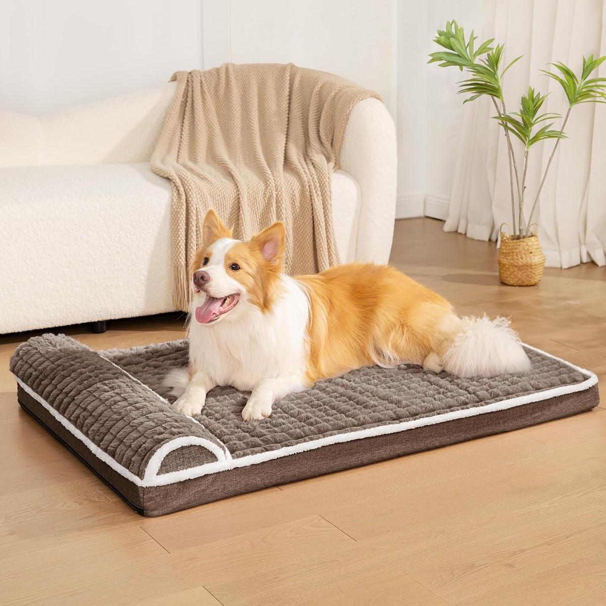 Orthopedic Large Dog Bed Pillow Pet Sofa Bed 36''X24'' Grey – Essentials for Dogs - Taupe / 42"L x 28"W x 3.5"Th - image 2
