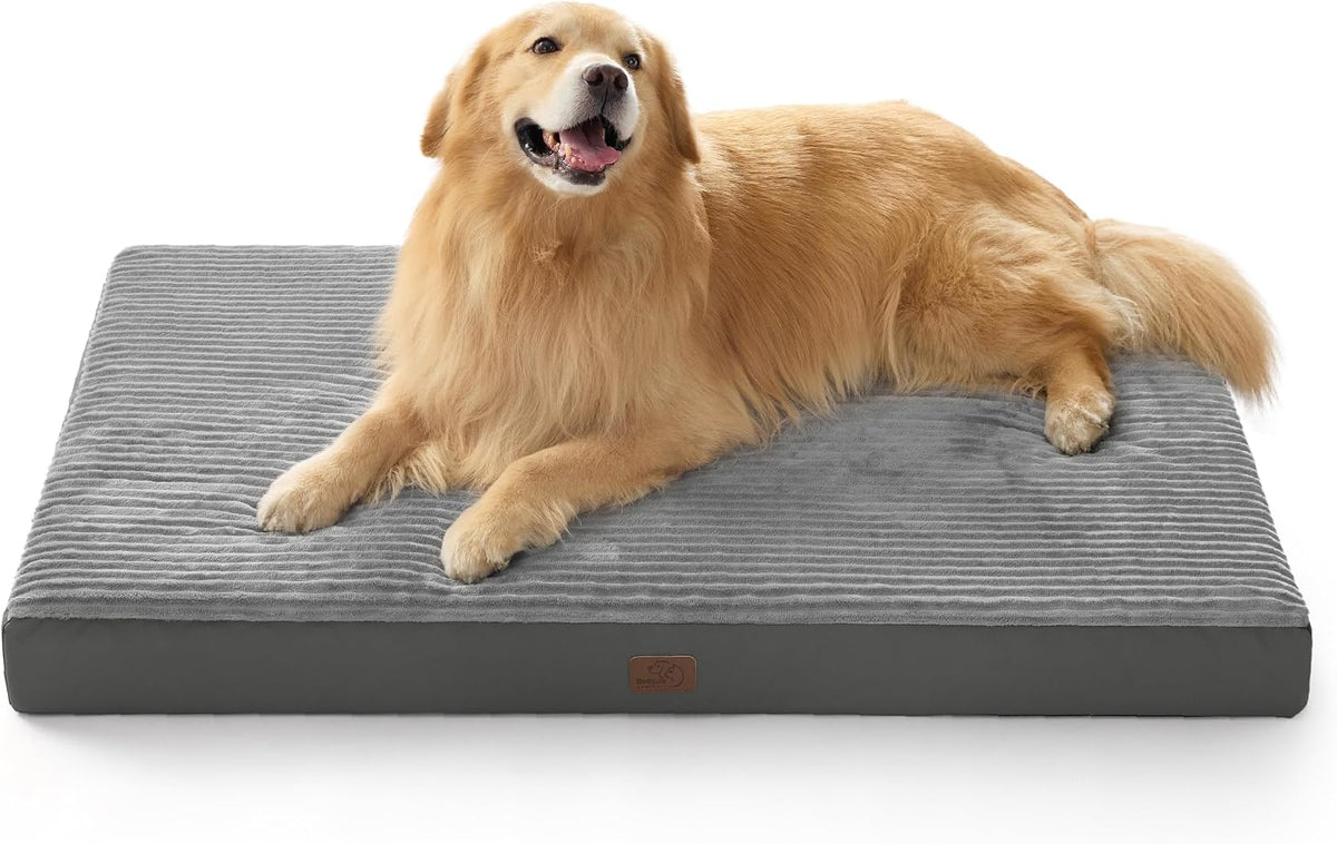 Bedsure ComfyFleece Large Dog Bed for Crate with Washable Cover - 47x29x4 / Charcoal Grey