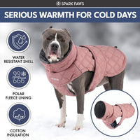 Spark Paws Quilted Dog Winter Coat - Pink / Large - image 2