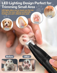 LEYOUFU Dog Clippers for Grooming, 2 Speed Dog Paw Trimmer with LED Light, Rechargeable Low Noise Pet Shaver for Trimming Dogs Cats Hair Around Paws, Eyes, Ears, Face, Rump (Black)