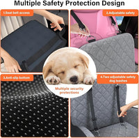 Dog Booster Car Seat, 6in Memory Foam Adjustable Booster Cushion for Small/Medium Dogs, Detachable and Washable Dog Car Seat with Cooling Mat, Pet Booster Seat with Storage Pockets, 2 Safety Belts