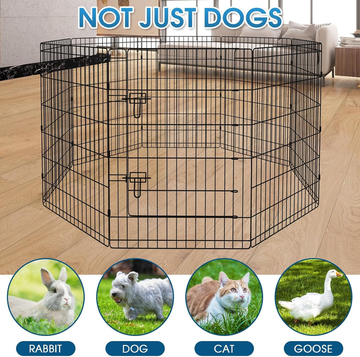 Puppy Pet Playpen 8 Panel 24 Inch Indoor Outdoor Metal Portable - 36"H x 24"W, 8 Panels with Octagonal Bottom Pad - image 4