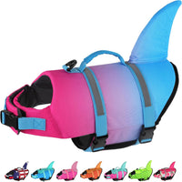 Dogcheer Dog Life Jacket, Cute Shark Dog Life Vest for Swimming Boating with Superior Buoyancy - Gradient Red-Blue / X-large
