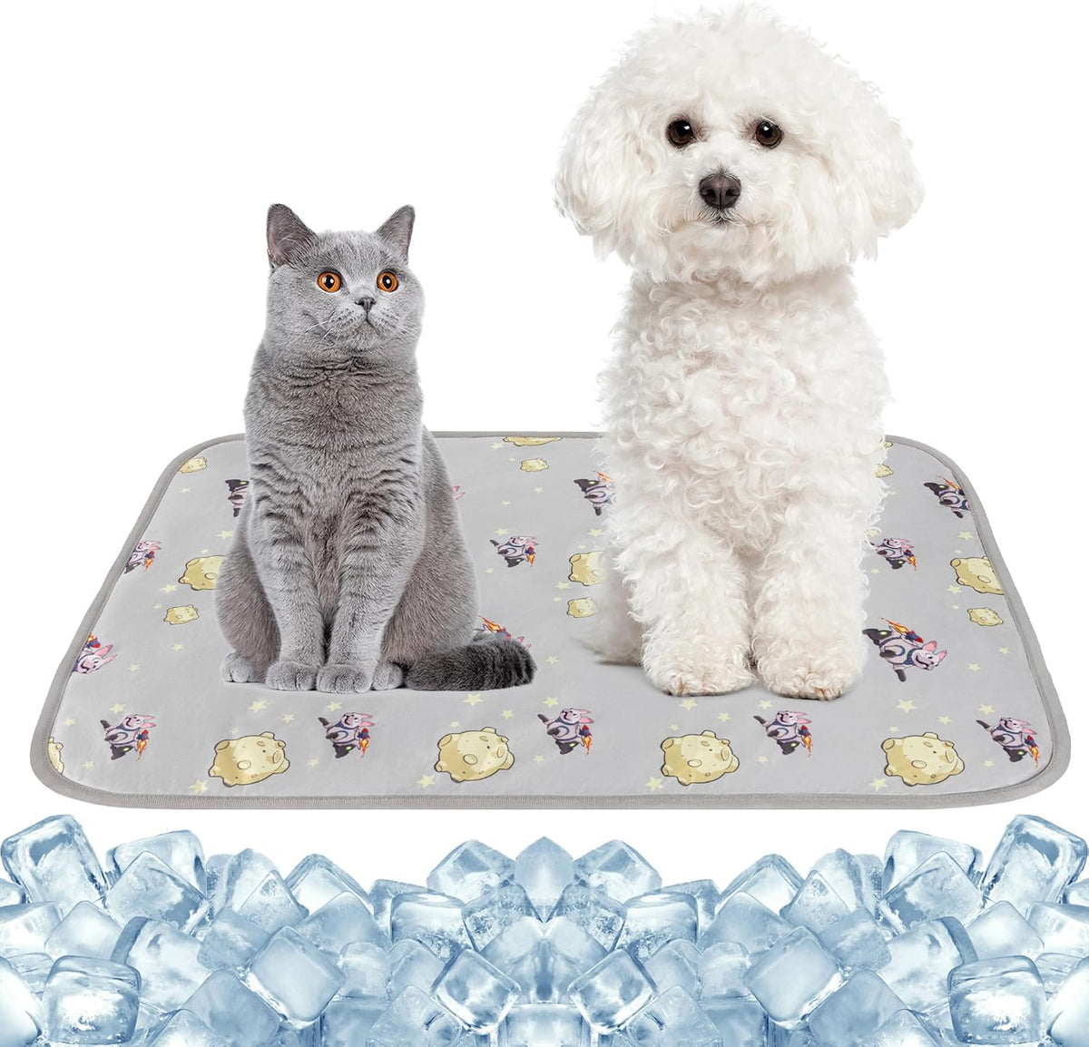 NACOCO Summer Pet Cooling Mat - S: 15.5'' x 19.5'' / Grey French Bulldog