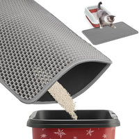 27" x 19" Cat Litter Mat - Large Litter Box Mat with Double Layers, Urine-Proof and Non-Slip Litter Trapping Mat, Easy to Clean Kitty Litter Mats for Floor, Scatter Control, Grey