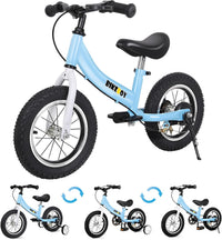 bikeboy 2 in 1 balance bike with pedals and hand brake, 12 14 16 inch wheels