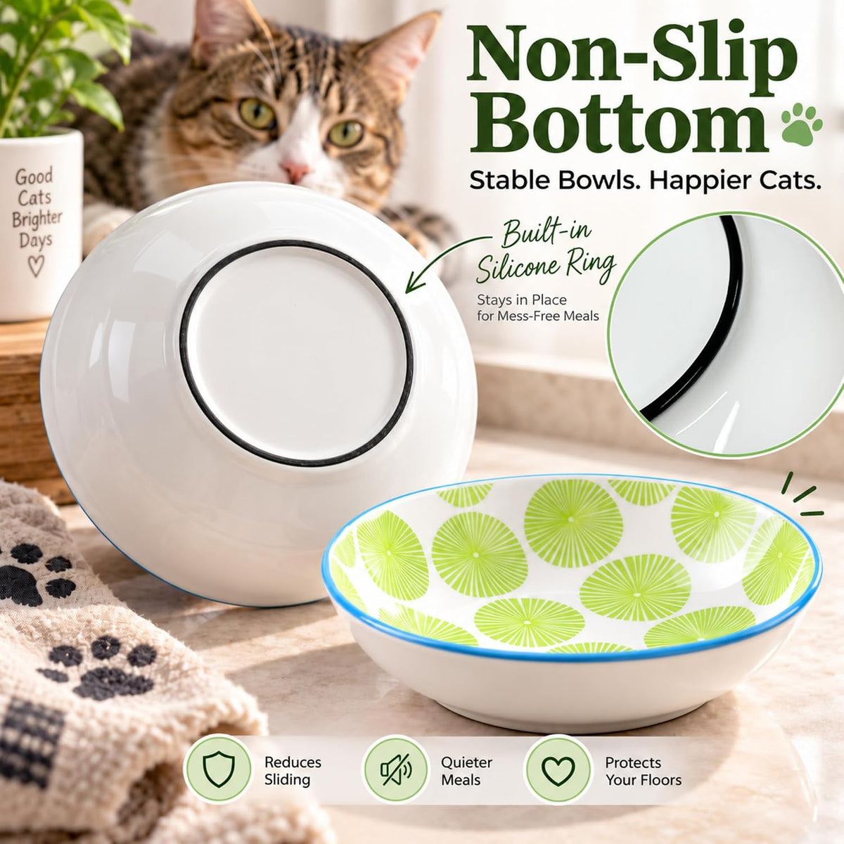 Ceramic Cat Food Bowls, Water - Classic Color - image 3