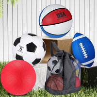Lenwen sports balls set with basketball, soccer ball, football, playground ball, pump and bag - view 11