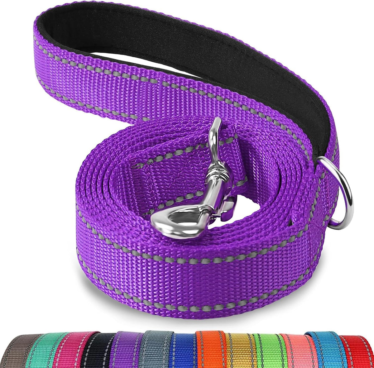 Joytale Reflective Dog Leash for Medium & Large Dogs - 5 ft Standard / Purple
