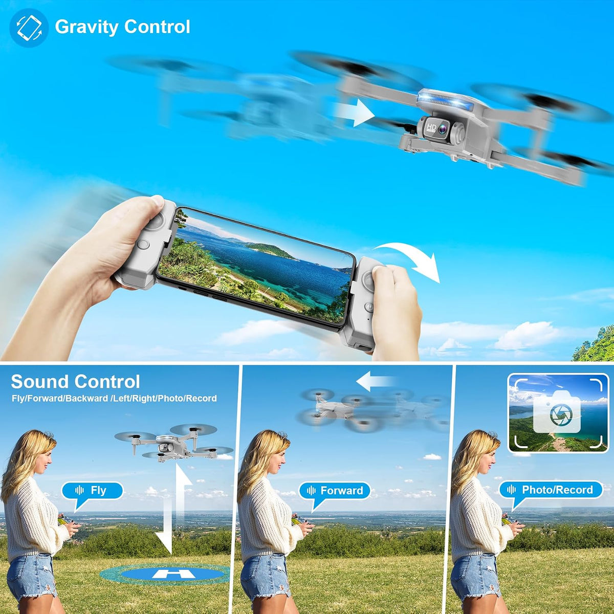 Drone with 1080P Camera - Foldable Remote Control RC Quadcopter FPV Drone – Fun for Kids & Family - Grey - image 4