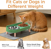 Elevated Cat Bowls Set - Raised Cat Food and Water Bowl Set with Non Slip Stand - Pet Feeding - Green - image 3