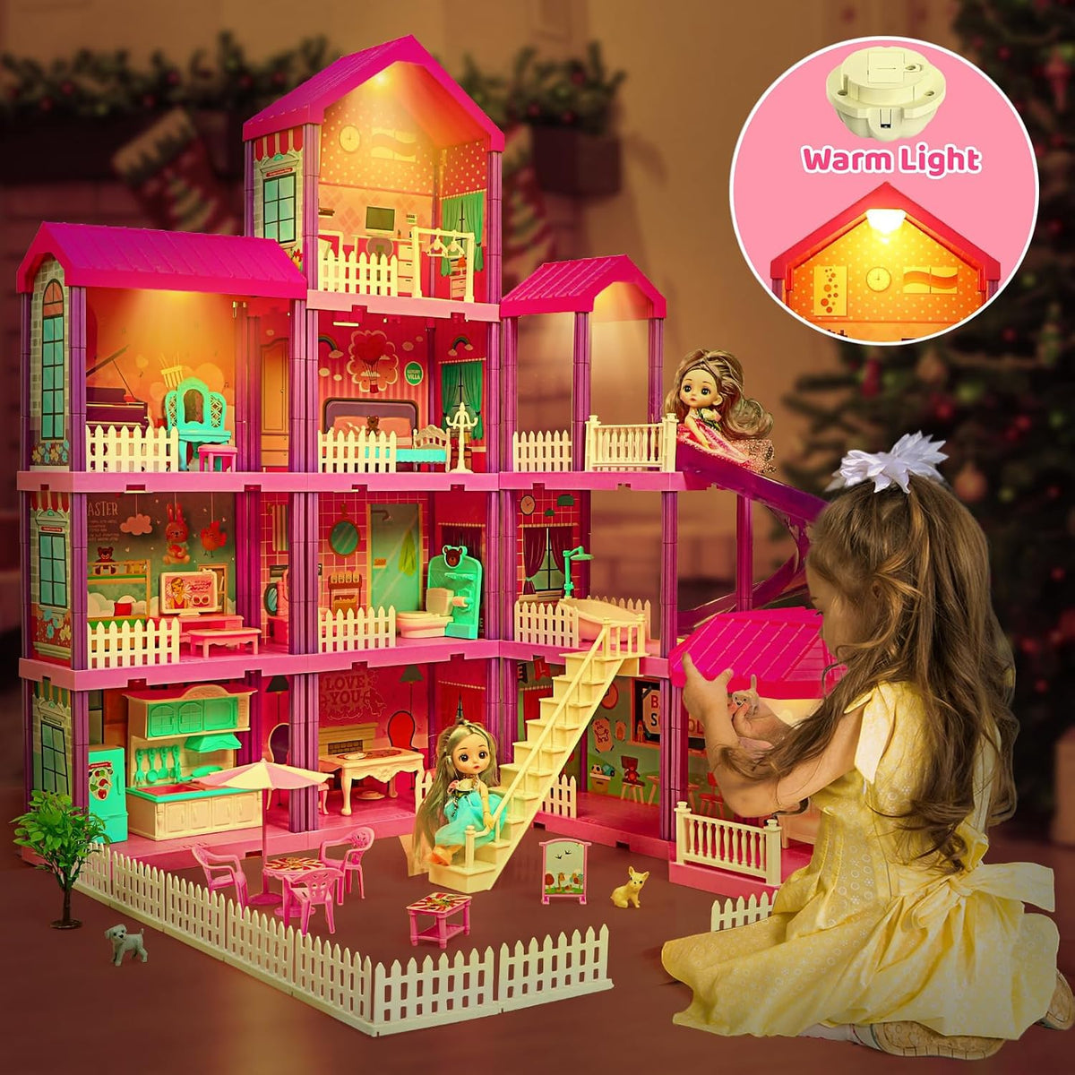 beefunni Doll House, Dollhouse with 4 Stories-11 Rooms - image 2