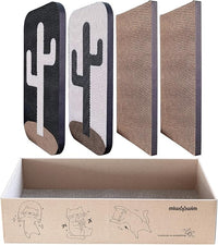 4 Pcs Cat Scratcher Wall Mounted Scratch Pad +Cat Scratcher Box Door Cat Nail File Scratcher for Wall Modern Cute Cardboard Vertical Cat Scratching Post, Furniture Protector