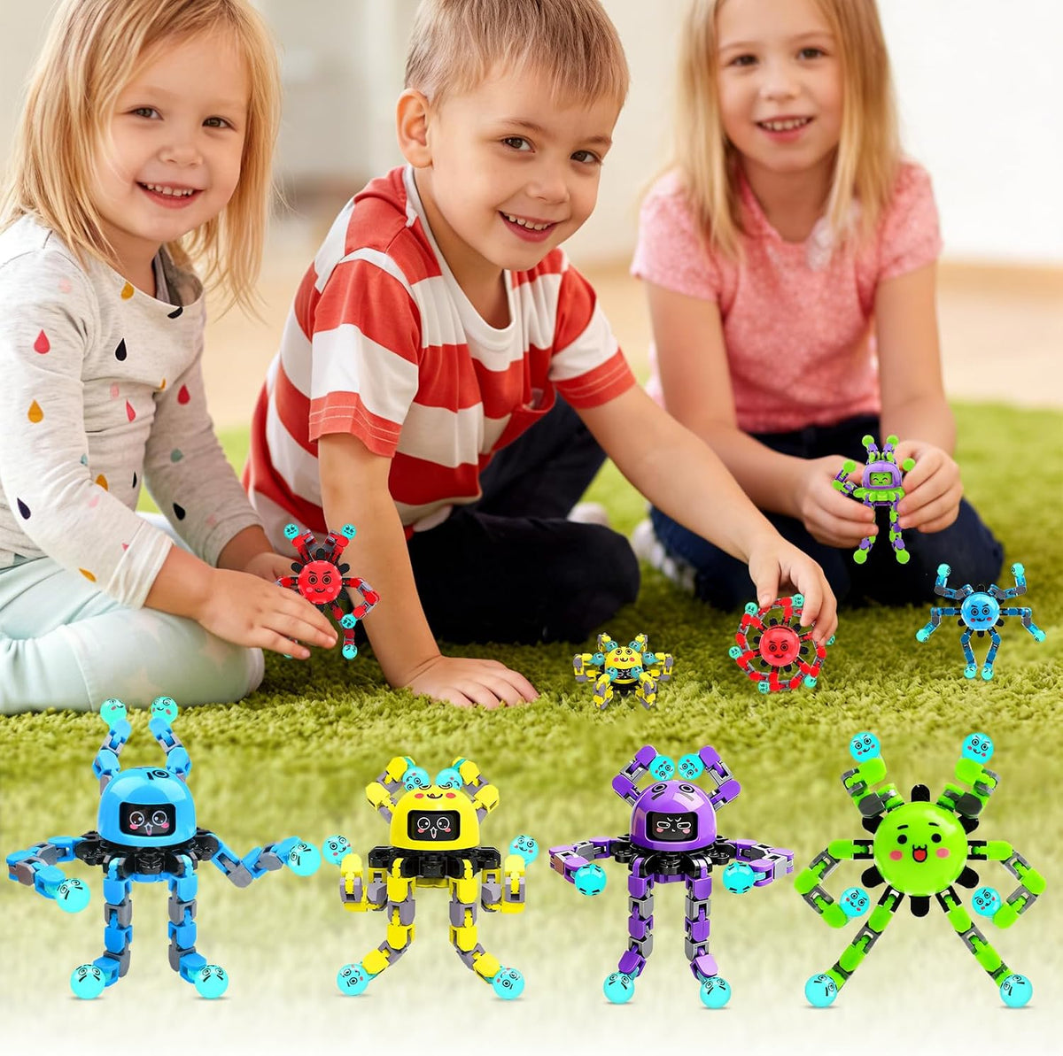 Transformable Fidget Spinner Toys for Kids and Adults - 1 Yellow+1 Blue+1 Red - image 4